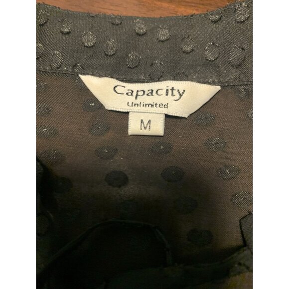 Capacity Unlimited Sheer Black Polka Dot Blouse Size M - Picture 3 of 7